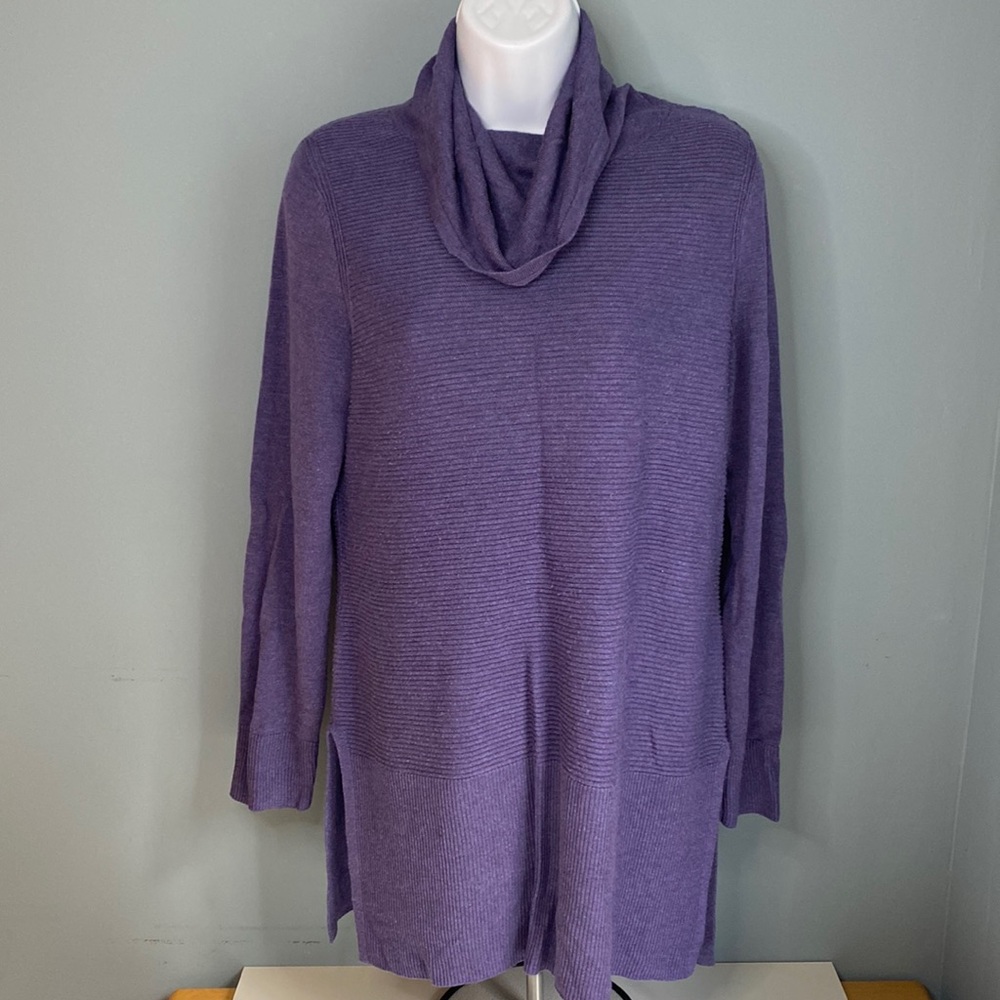 Adrienne Vittadini cowl turtleneck purple sweater dress M